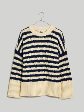 Madewell Cable-Knit Oversized Sweater in Stripe